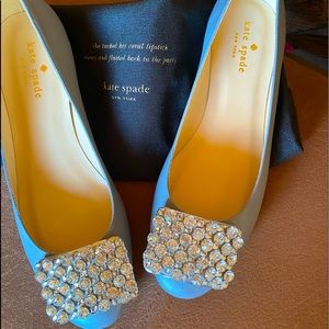 Kate Spade light grey sparkle flats.